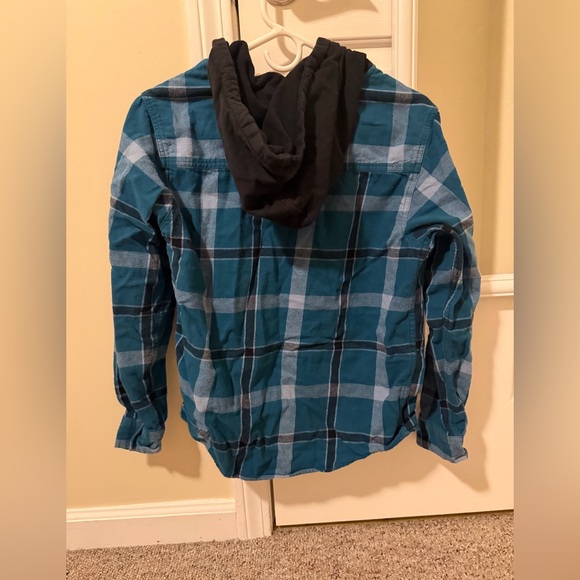 Wonder Nation Teal and Black Plaid Shirt - Picture 3 of 3